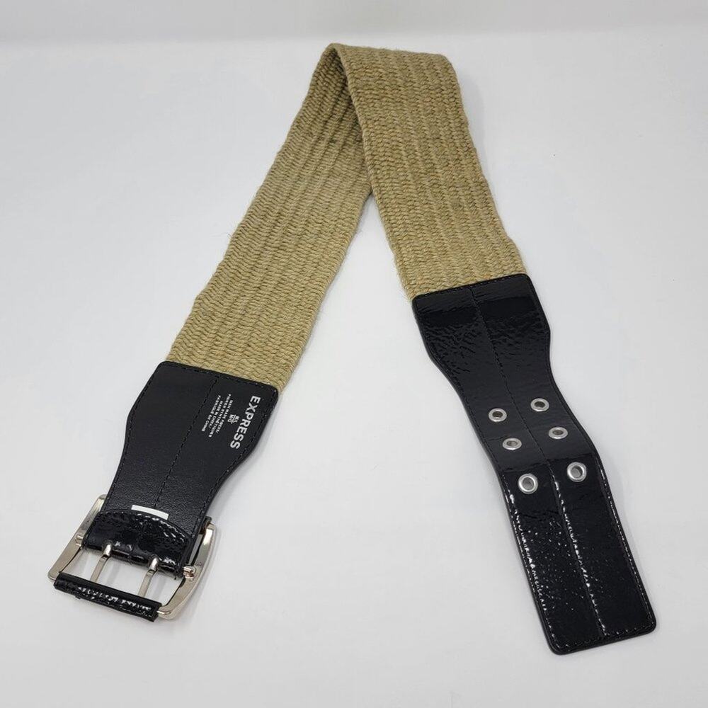 Express Woven Fiber Wide Waist Cinch Belt, M/L - Picture 4 of 9